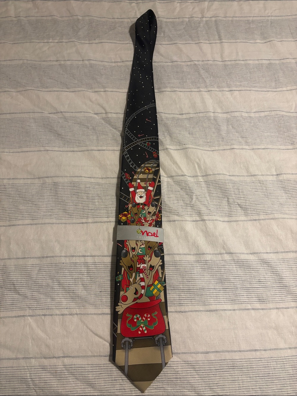Noel Holiday Santa & Reindeer Black Men's Tie
